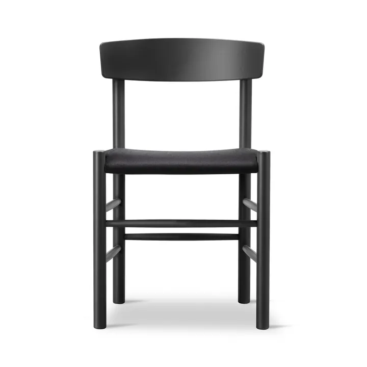J39 stol - Svartlackerad bok-svart canvas - Fredericia Furniture