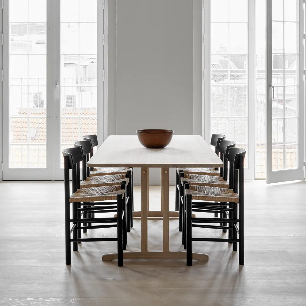 J39 stol, Svartlackerad ek-flätad natur Fredericia Furniture