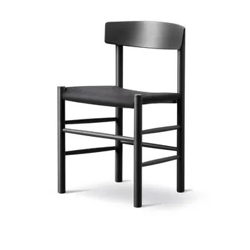 J39 stol - Svartlackerad ek-svart canvas - Fredericia Furniture