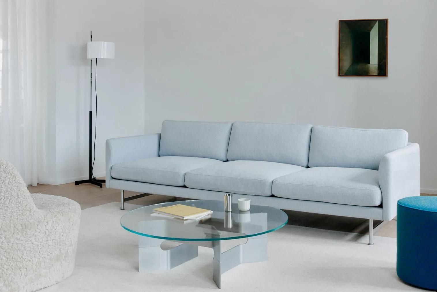 JG soffbord Ø98 cm, Glas-borstad aluminium Fredericia Furniture