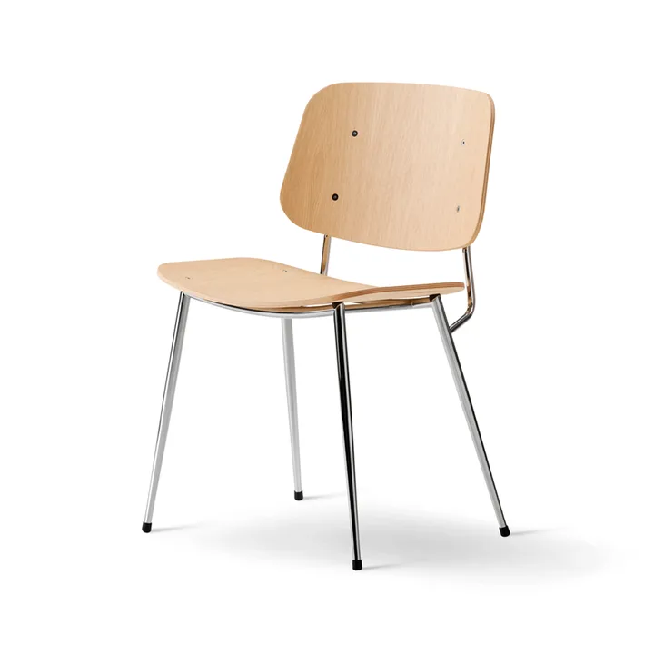 Søborg Metal stol - Klarlackad ek-kromstativ - Fredericia Furniture