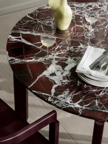 After matbord Ø120 cm - Polerad marmor-burgundy - Fritz Hansen