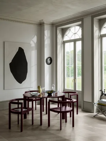 After matbord Ø120 cm - Polerad marmor-burgundy - Fritz Hansen
