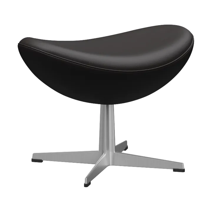 Ägget 3127 fotpall - Leather Aura Black Brown-steel - Fritz Hansen