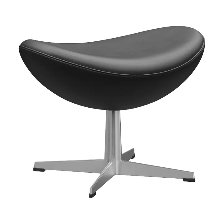 Ägget 3127 fotpall - Leather Essential Black-steel - Fritz Hansen