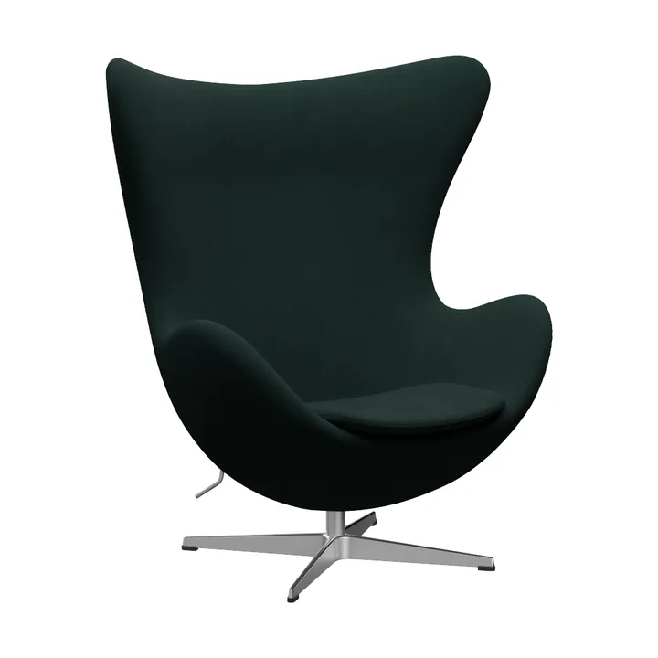 Ägget 3316 fåtölj - Christianshavn Dark Green 1161-steel - Fritz Hansen