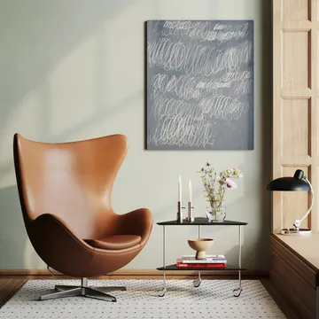Ägget 3316 fåtölj - Leather aura black brown-steel - Fritz Hansen