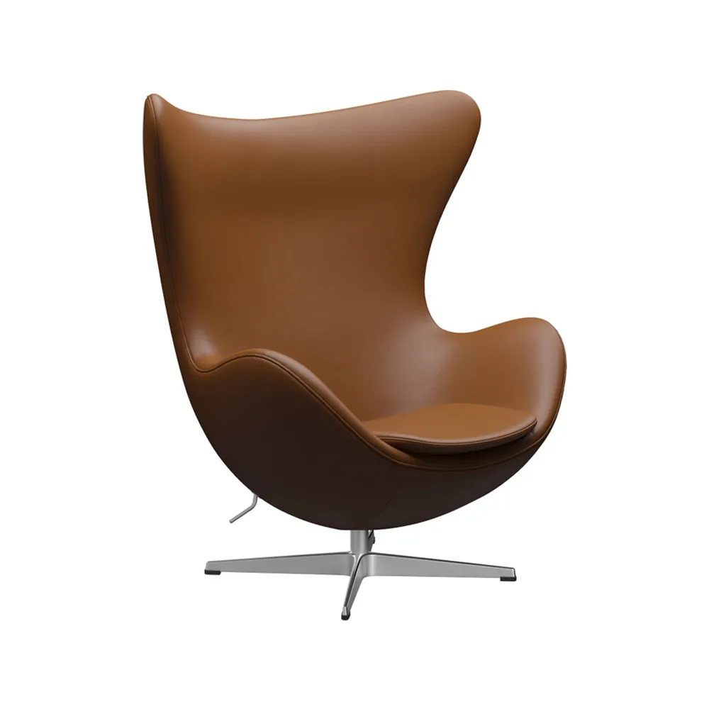 Ägget 3316 fåtölj, Leather aura walnut-steel Fritz Hansen