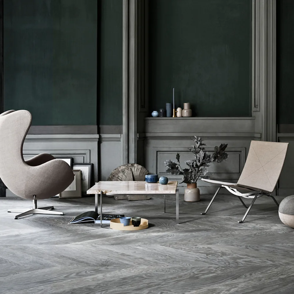 Ägget 3316 fåtölj, Leather grace walnut-steel Fritz Hansen