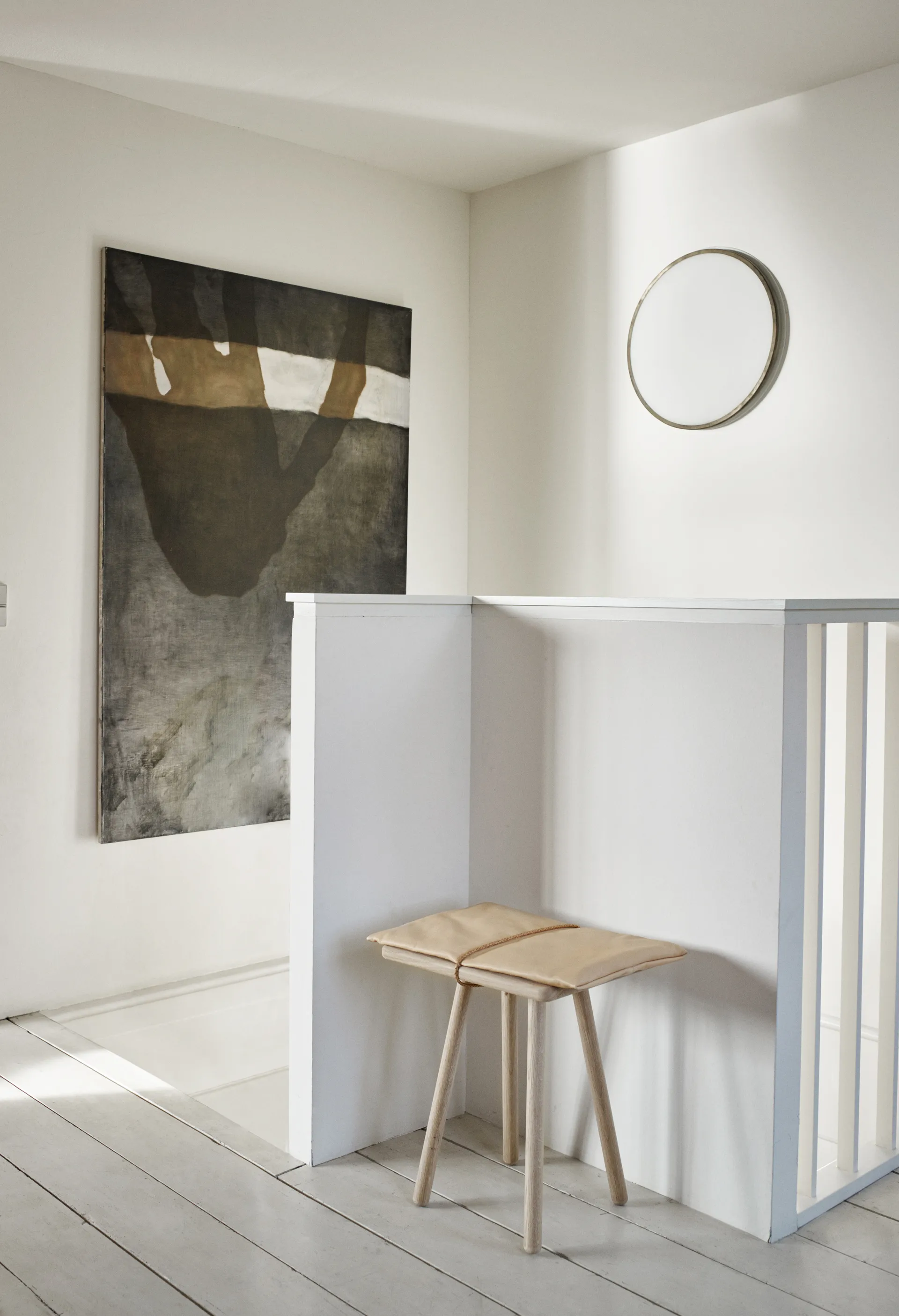 Georg läderdyna med rem till pall/barstol, Beige-brun Fritz Hansen