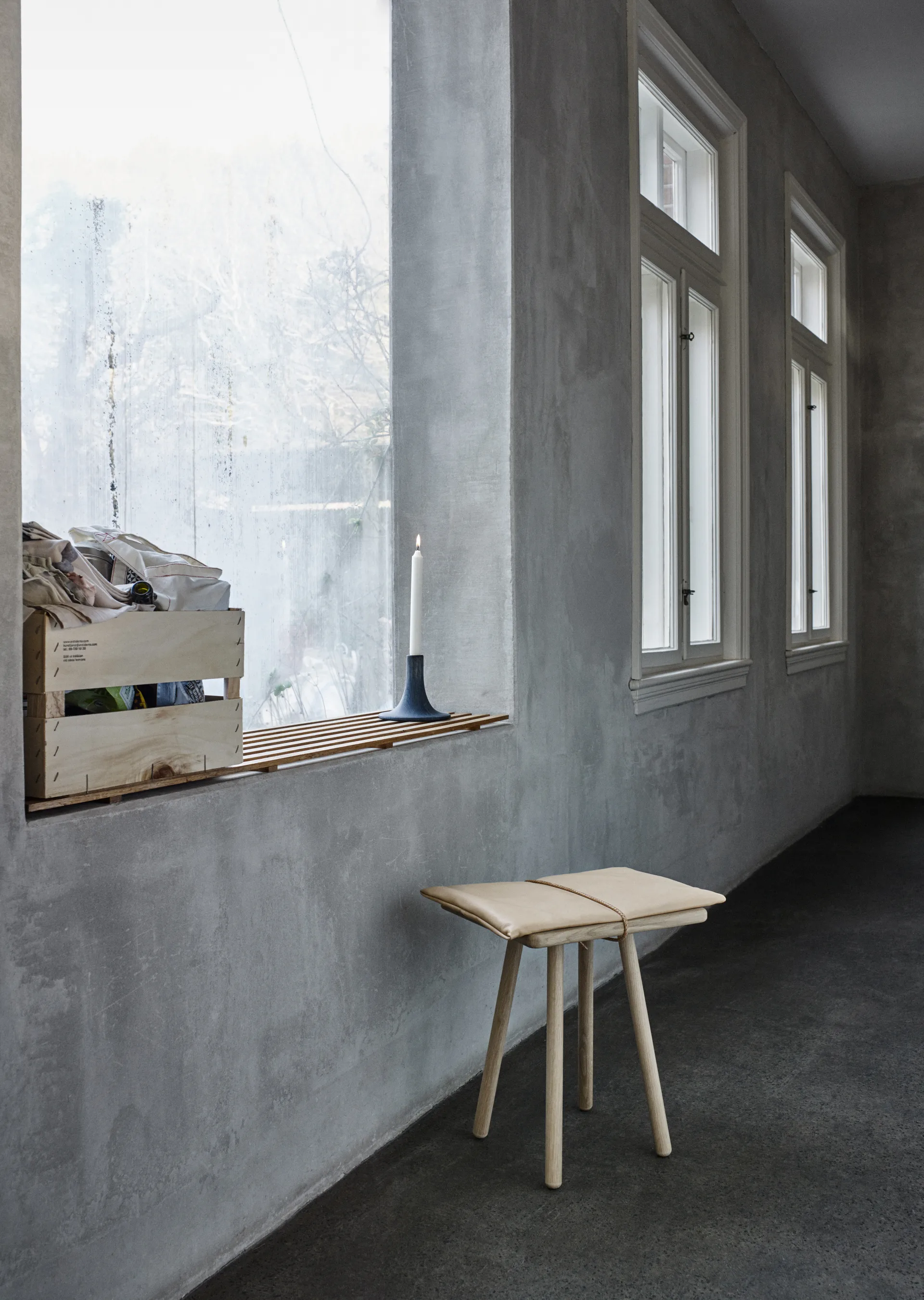 Georg läderdyna med rem till pall/barstol, Beige-brun Fritz Hansen