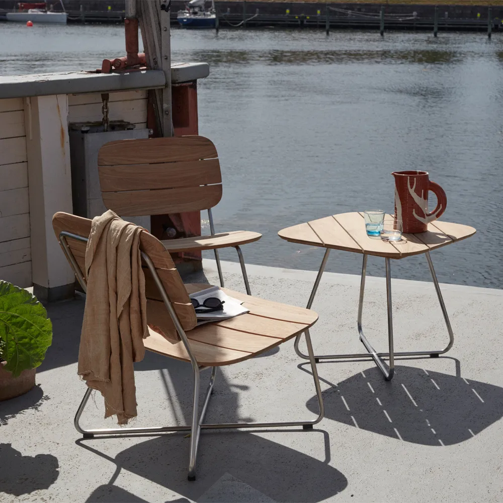 Lilium loungestol, teak, rostfritt stål Fritz Hansen