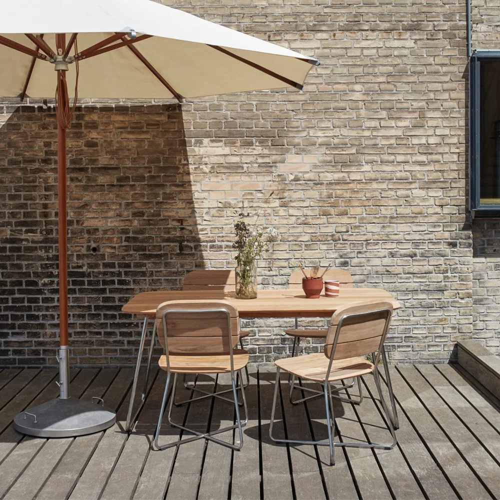 Lilium matbord, teak, rostfritt stål Fritz Hansen