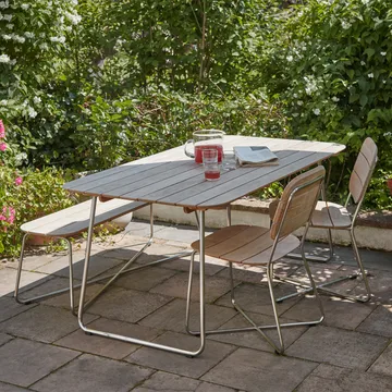 Lilium matbord - teak, rostfritt stål - Fritz Hansen