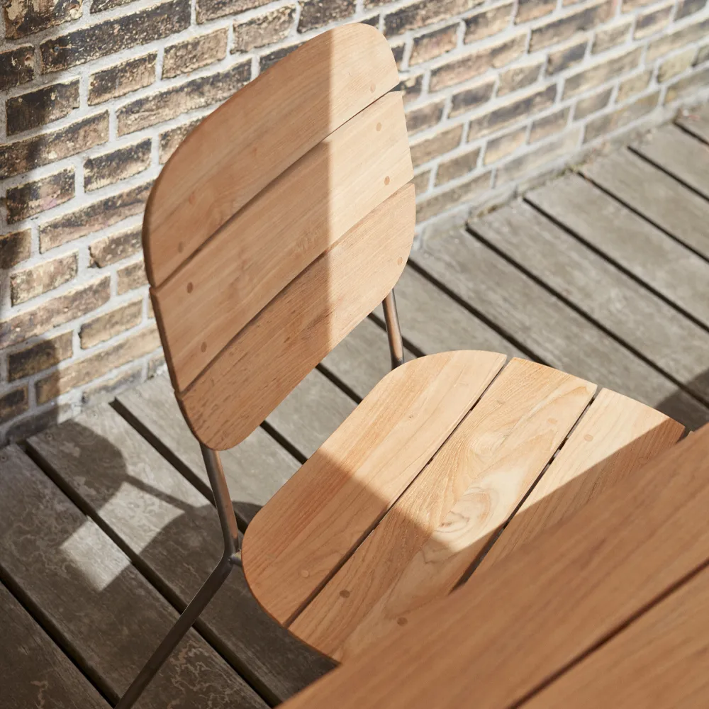Lilium stol, Teak, rostfritt stål Fritz Hansen