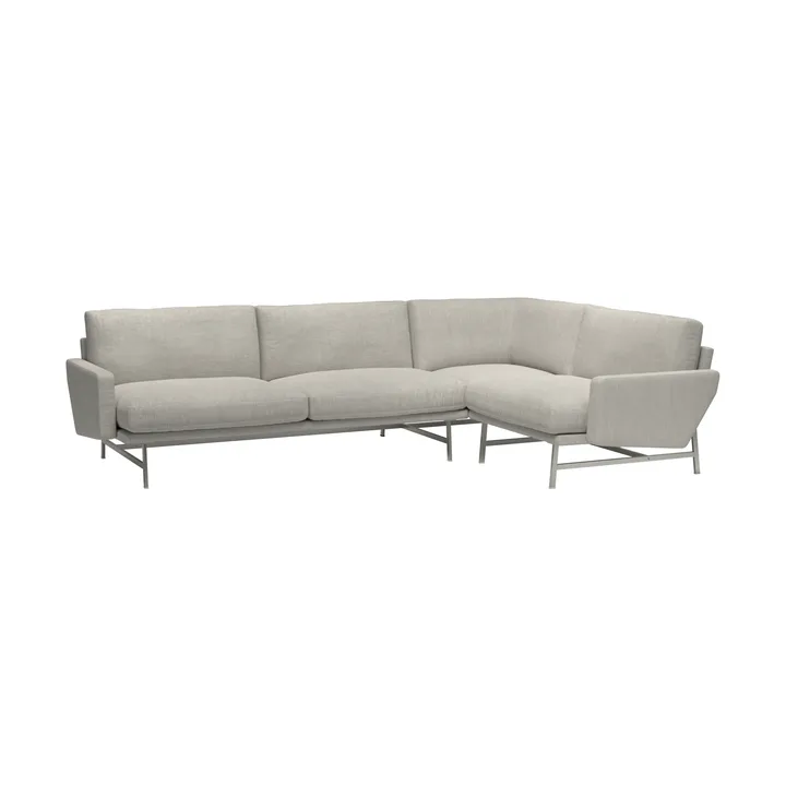 Lissoni PL114 R högerställd hörnsoffa - Clay 012-rostfritt stål - Fritz Hansen