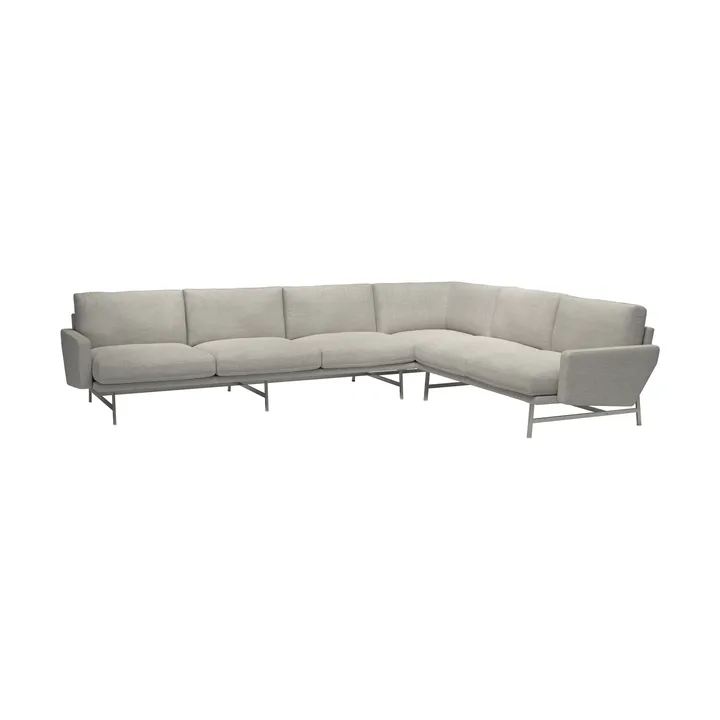 Lissoni PL117 R högerställd hörnsoffa - Clay 012-rostfritt stål - Fritz Hansen