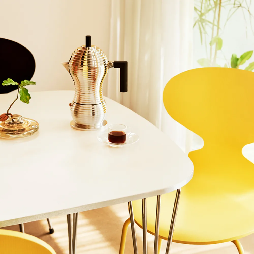 Myran 3101 stol, white, lackad, kromat stålstativ Fritz Hansen