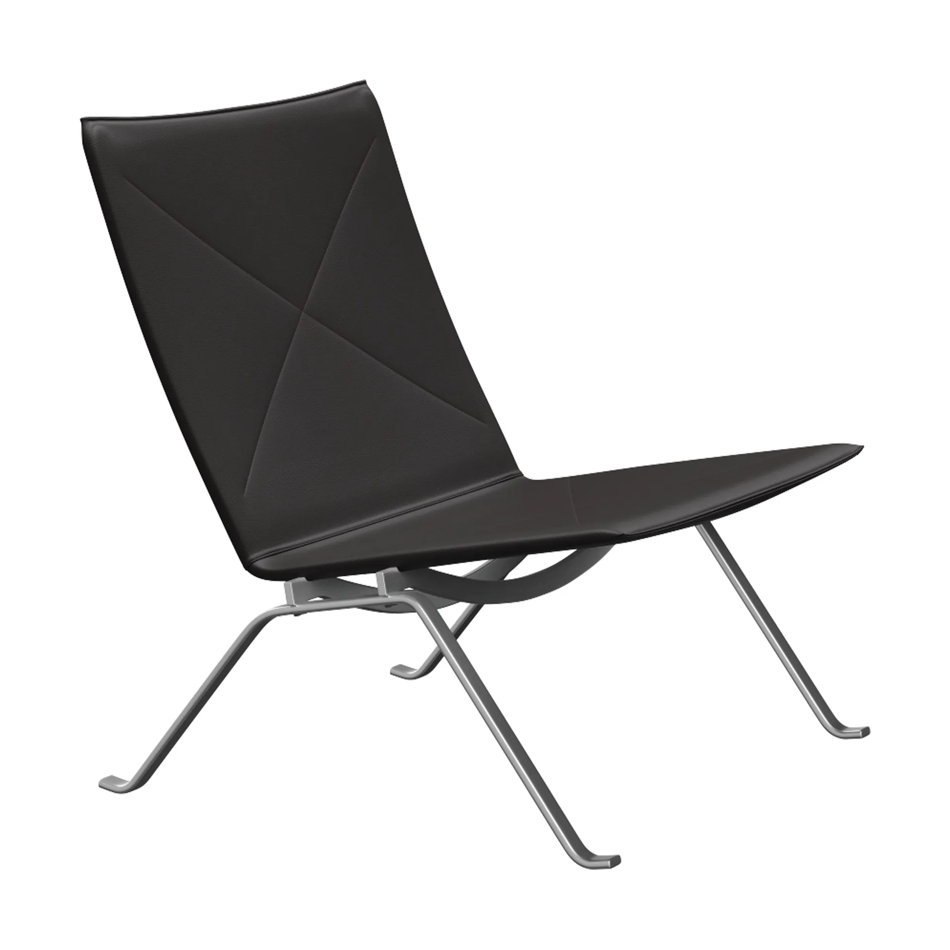 PK22 fåtölj, Aura black brown läder-rostfritt stål Fritz Hansen