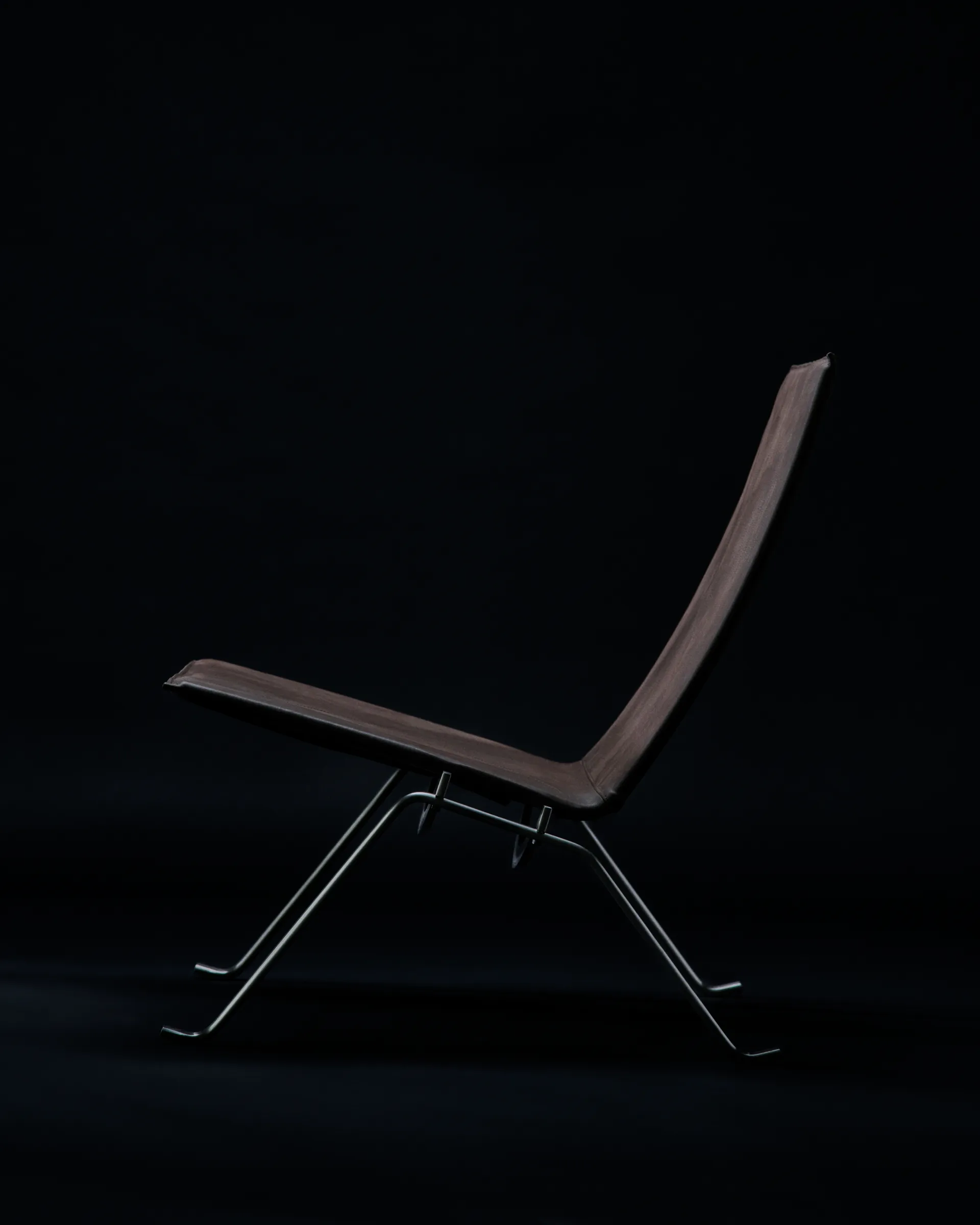 PK22 fåtölj, Haze dark brown läder-rostfritt stål Fritz Hansen