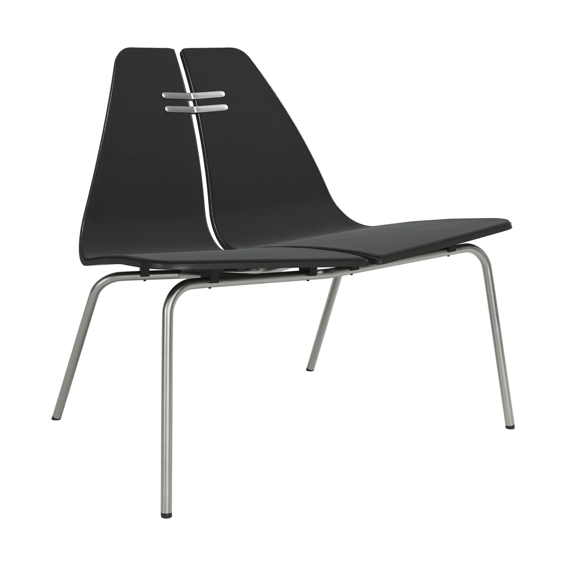 PK23 fåtölj, Black-Christianshavn 1175-rostfritt stålstativ Fritz Hansen