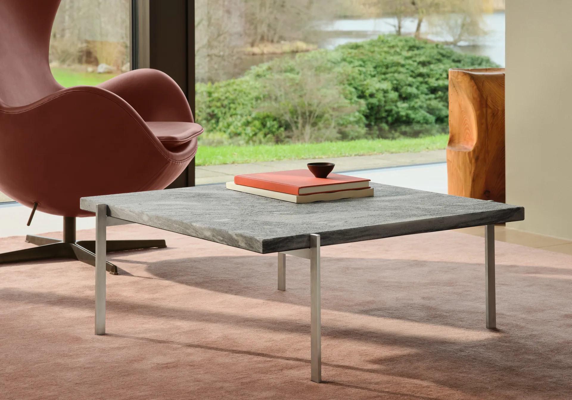 PK61 soffbord, Grey white marble-rolled steel Fritz Hansen