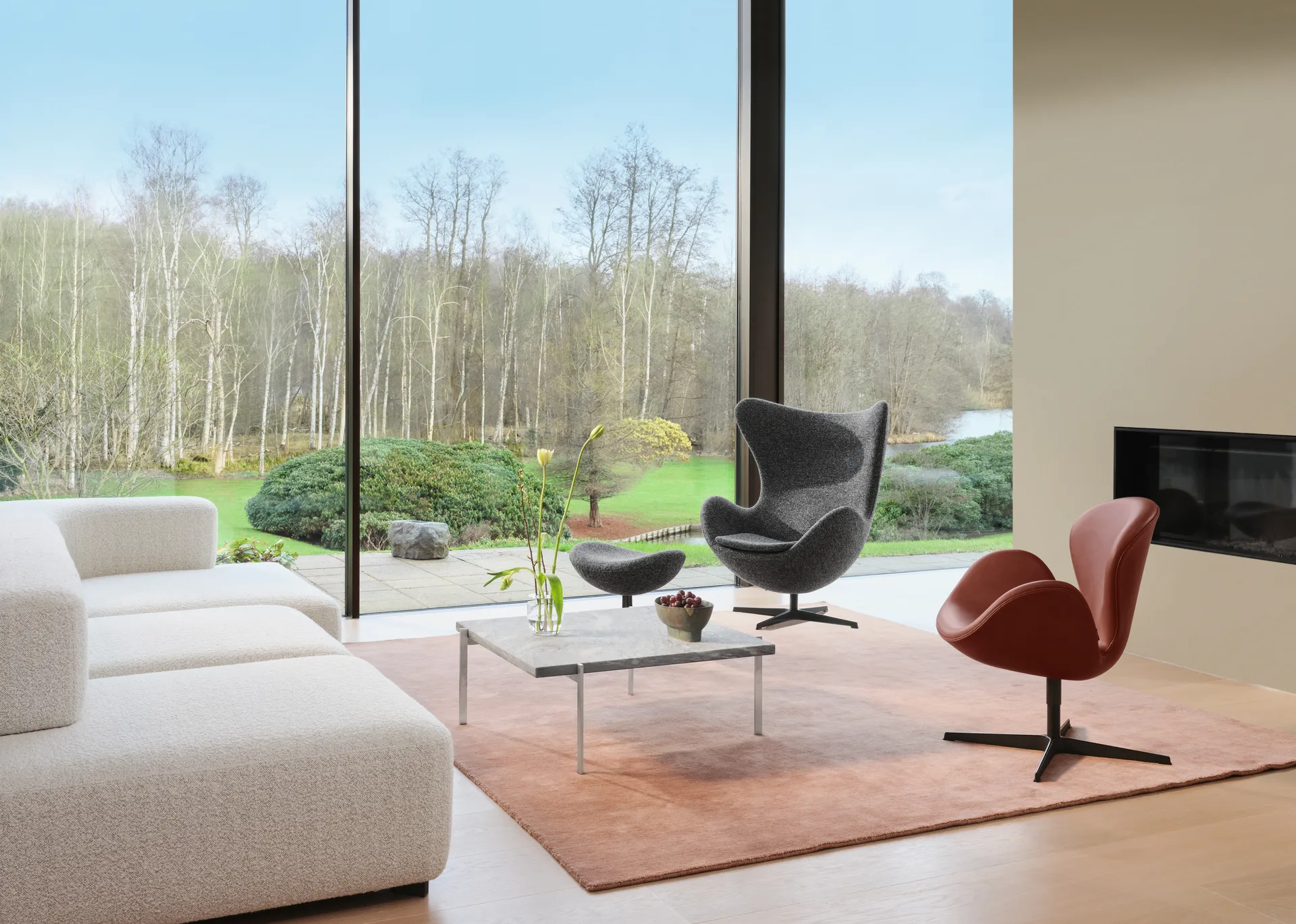 PK61 soffbord, Grey white marble-rolled steel Fritz Hansen