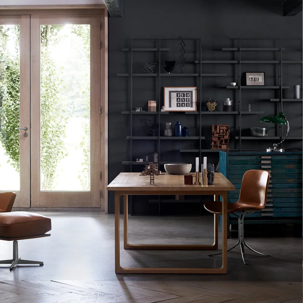 PK9 stol, Leather grace dark brown-steel Fritz Hansen