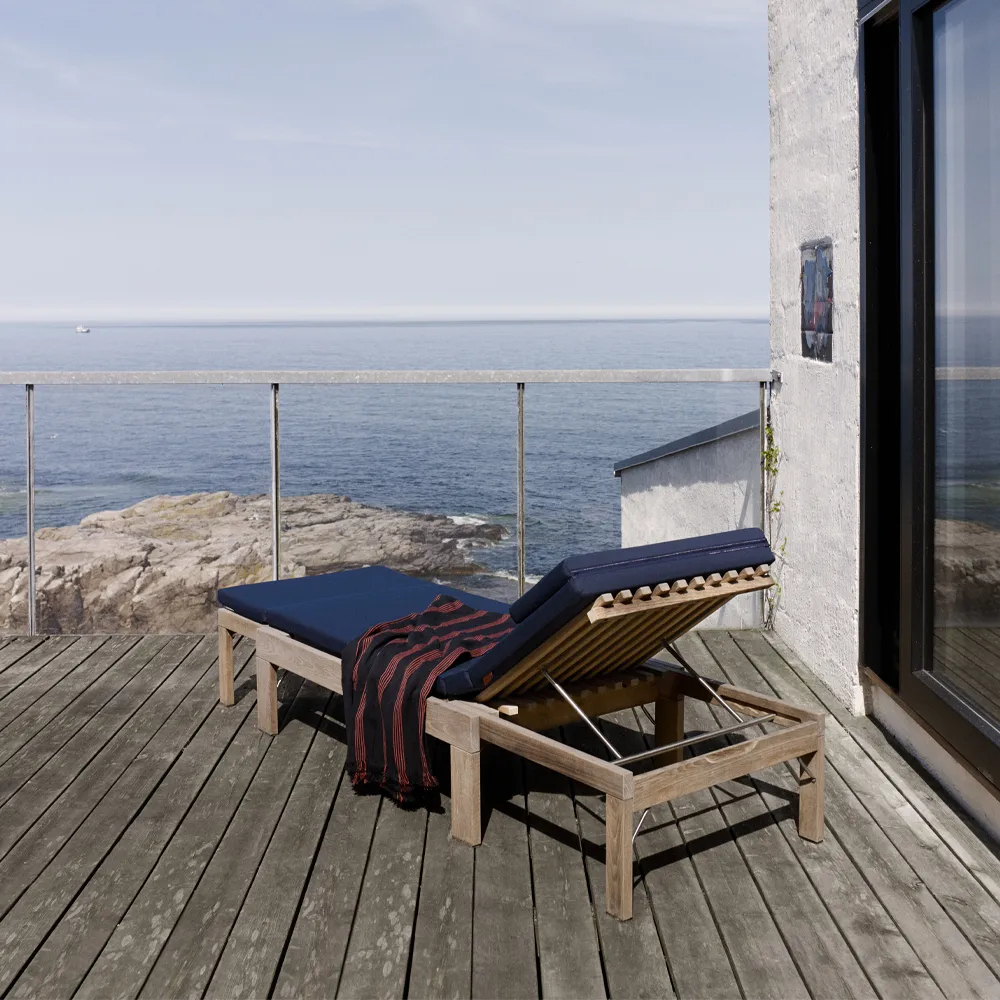 Riviera dyna till solsäng, tyg outdoor textile golden yellow stripe Fritz Hansen