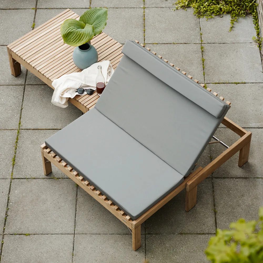 Riviera lounge solsängsdyna, tyg outdoor textile ash Fritz Hansen