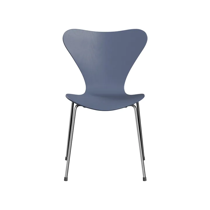 Sjuan 3107 stol - Dusk blue-färgad ask-kromat stålstativ - Fritz Hansen