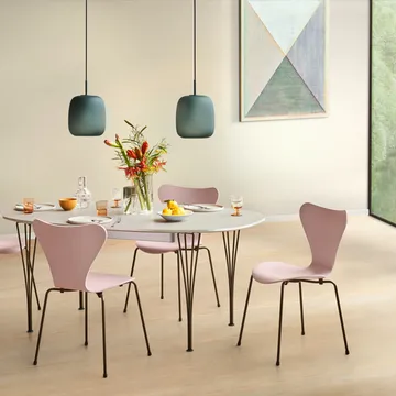Sjuan 3107 stol - Dusk blue-lackad-kromat stålstativ - Fritz Hansen