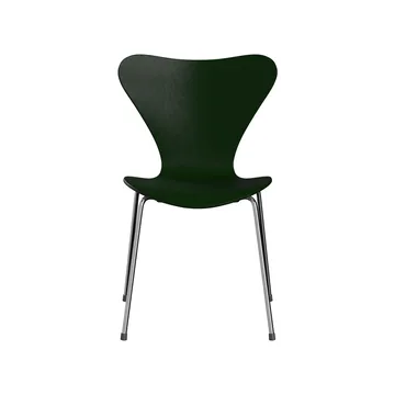 Sjuan 3107 stol - Evergreen-färgad ask-kromat stålstativ - Fritz Hansen