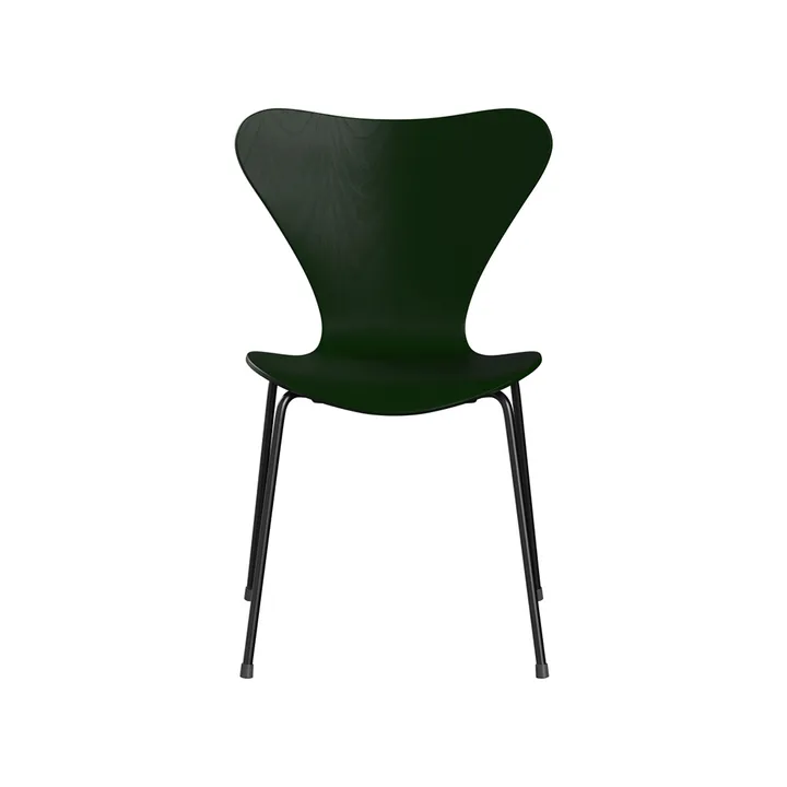 Sjuan 3107 stol - Evergreen-färgad ask-svart stativ - Fritz Hansen