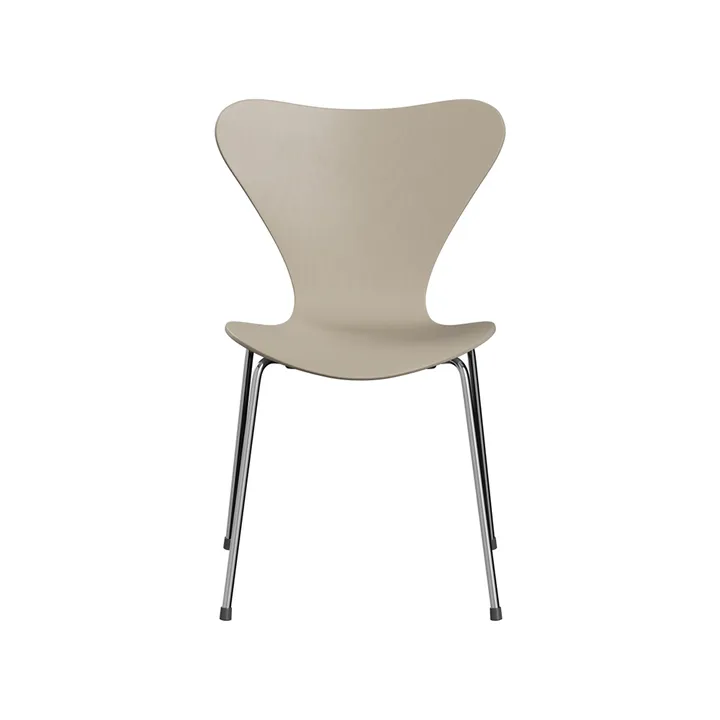 Sjuan 3107 stol - Ljusbeige-färgad ask-kromat stålstativ - Fritz Hansen