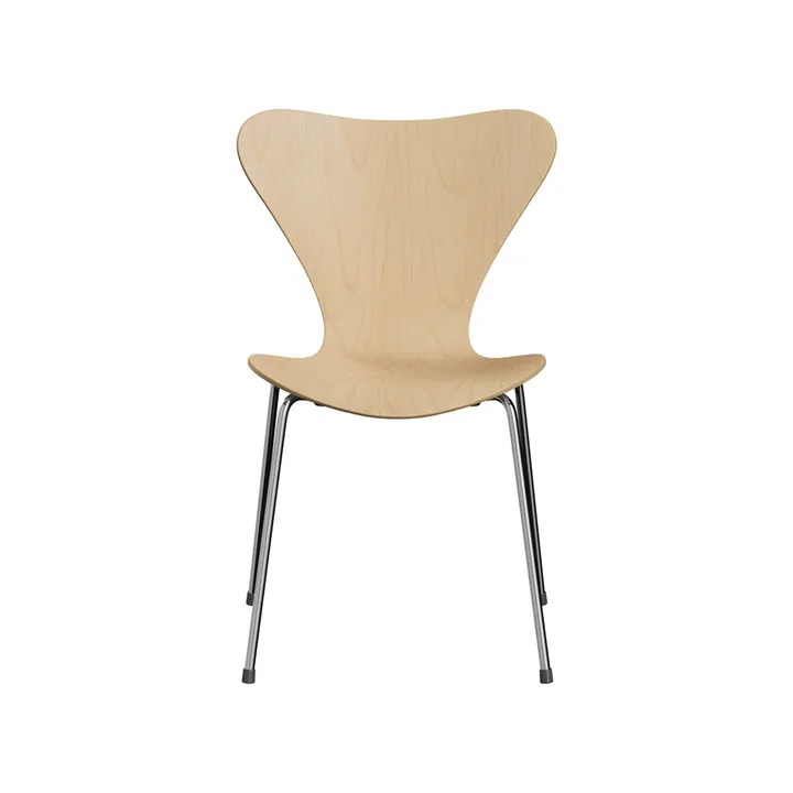 Sjuan 3107 stol - Lönn-klarlackad-kromat stålstativ - Fritz Hansen