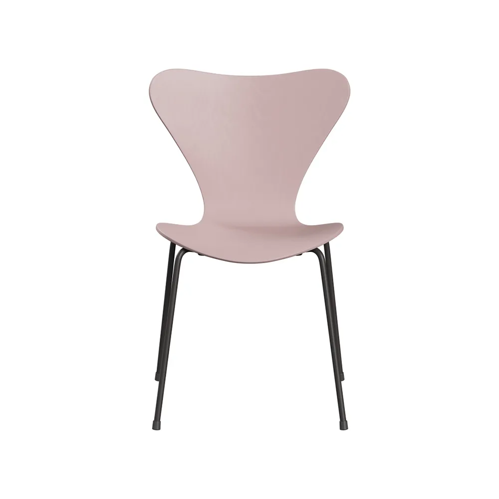 Sjuan 3107 stol, Pale rose-färgad ask-grafitgrått stativ Fritz Hansen