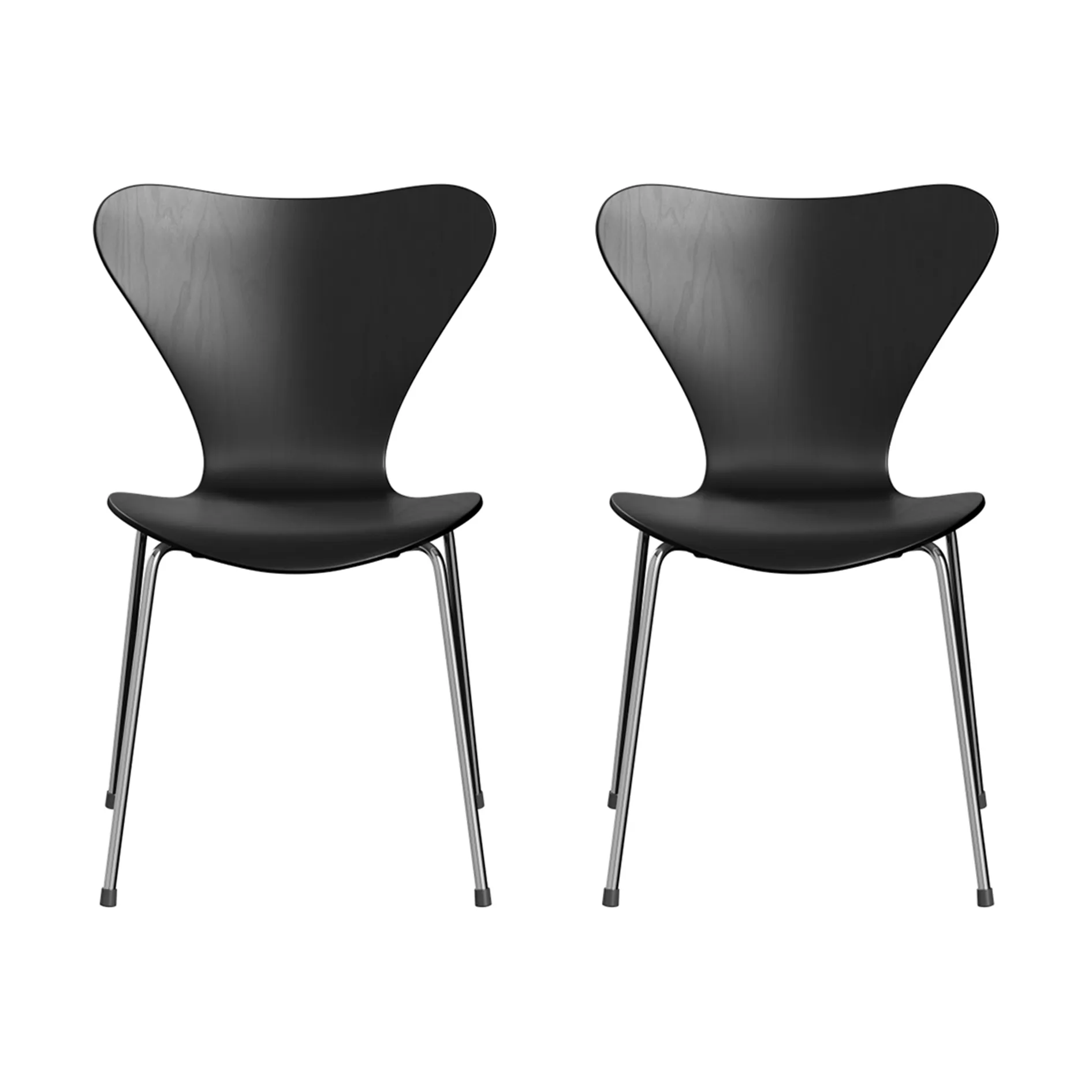 Sjuan 3107 stol, Svart ask-kromat stålstativ, 2-pack Fritz Hansen