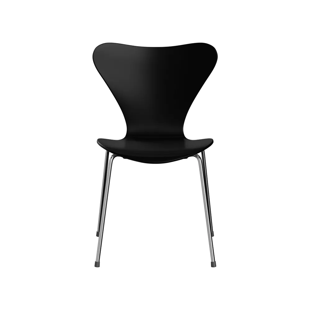 Sjuan 3107 stol, Svart-lackad-kromat stålstativ Fritz Hansen