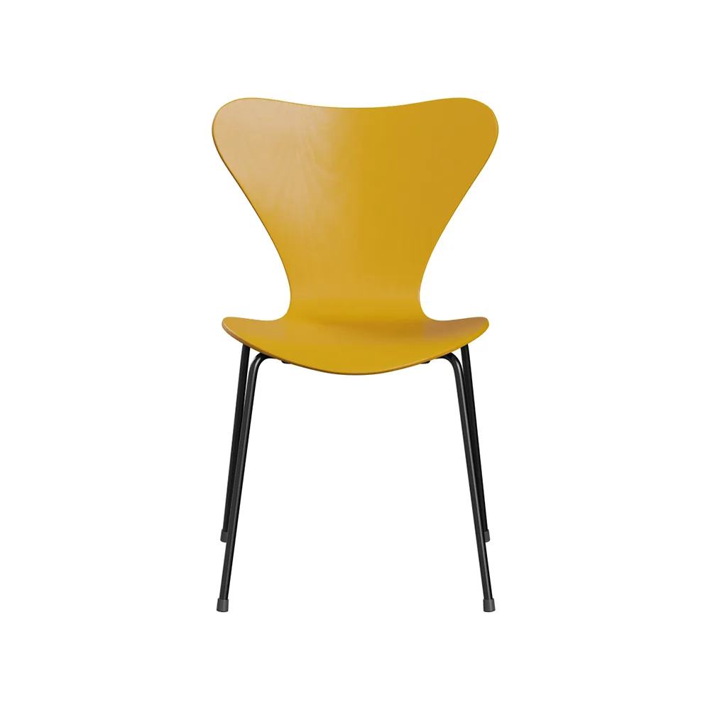 Sjuan 3107 stol, True yellow-färgad ask-svart stativ Fritz Hansen