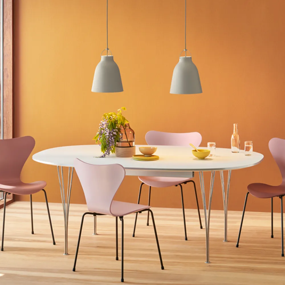 Sjuan 3107 stol, True yellow-lackad-kromat stålstativ Fritz Hansen