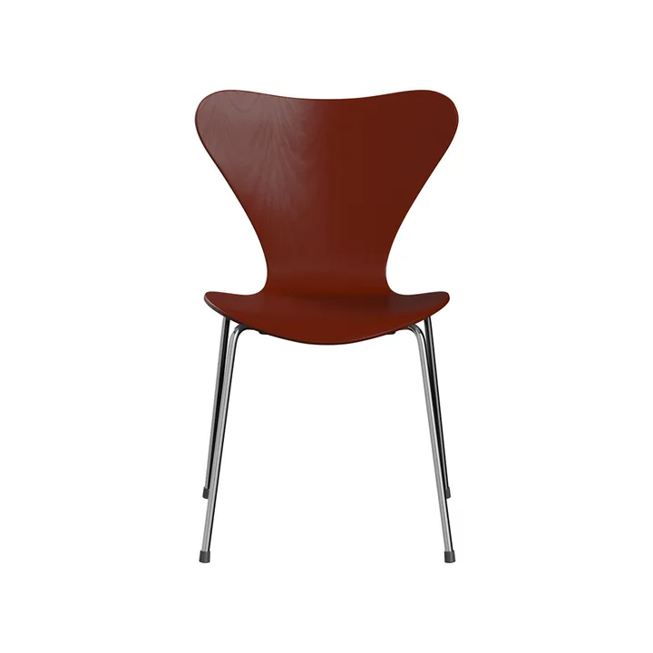 Sjuan 3107 stol - Venetian red-färgad ask-kromat stålstativ - Fritz Hansen