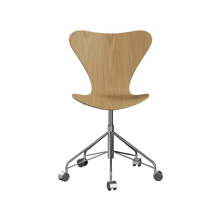 Sjuan 3117 kontorsstol hårda hjul - Lacquered oak-chrome - Fritz Hansen