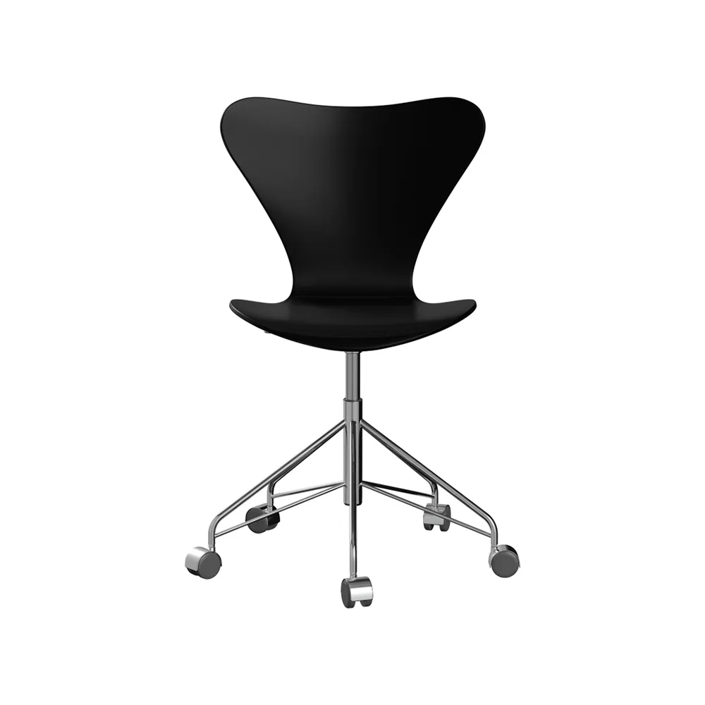 Sjuan 3117 kontorsstol mjuka hjul, Lacquered beech black-chrome Fritz Hansen