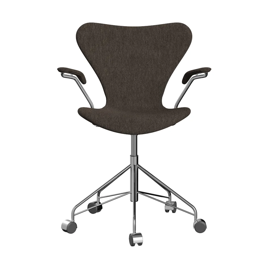 Sjuan 3217 kontorstol, Tyg Clay 08 Dark sand-krom Fritz Hansen