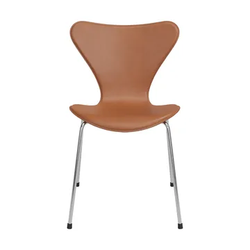 Sjuan Tailored stol - Harness Leather Saddle Brown-chrome - Fritz Hansen