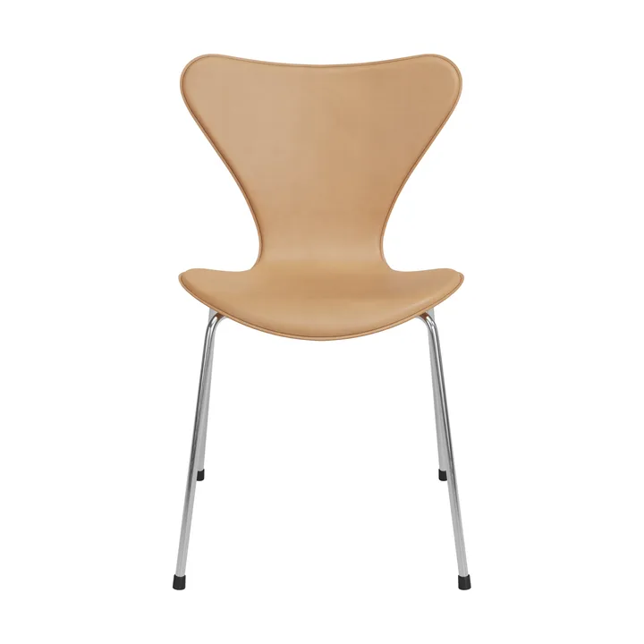 Sjuan Tailored stol - Harness Leather Warm Ecru-chrome - Fritz Hansen