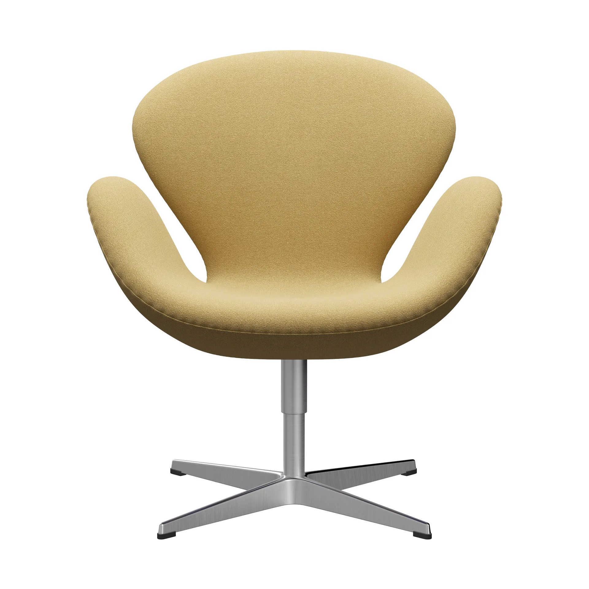 Svanen 3320 fåtölj, Acca Camel (gul)-borstad aluminium Fritz Hansen
