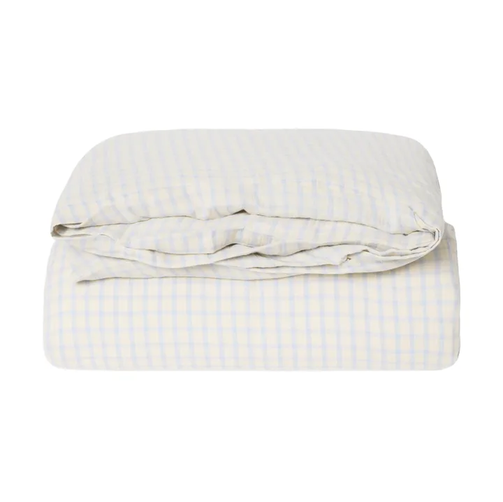 Gingham Sky Blue Muslin påslakan - 140x200 cm - Garbo&Friends