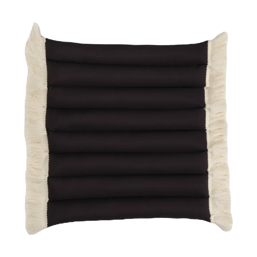 Garden Glory sittdyna med fransar, Svart, offwhite frans, 38x40 cm Garden Glory